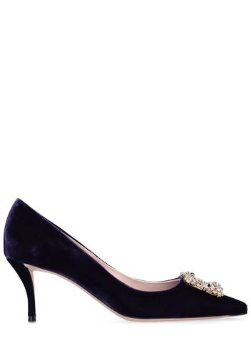 65mm Hohe Pumps Aus Samt Mit Strass „flower“