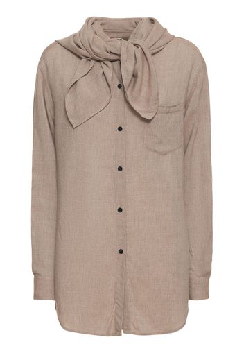 Fluid Viscose Blend Shirt W/scarf