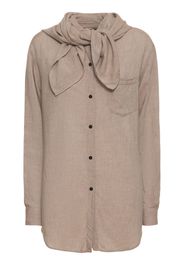 Fluid Viscose Blend Shirt W/scarf