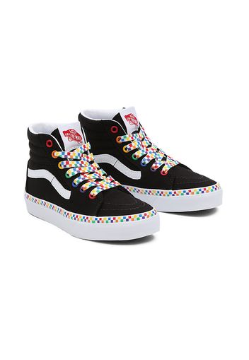 VANS Kinder Rainbow Checkerboard Sk8-hi Schuhe (4-8 Jahre) ((rainbow Checkerboard) Black/true White) Kinder Schwarz, Größe 31.5