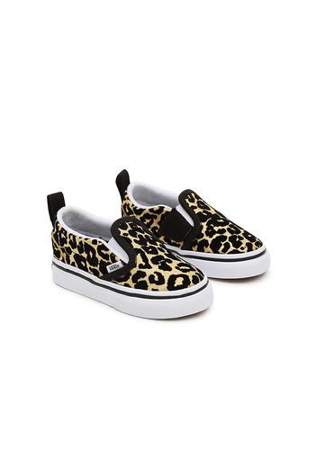 VANS Toddler Flocked Leopard Classic Slip-on Velcro Shoes (1-4 Years) ((flocked Leopard) Black/true White) Toddler Schwarz, Größe 17