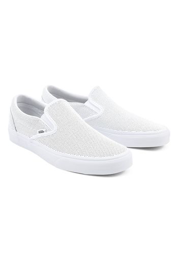 VANS Classic Slip-on Lederschuhe ((perf Leather) White) Damen Weiß, Größe 34.5