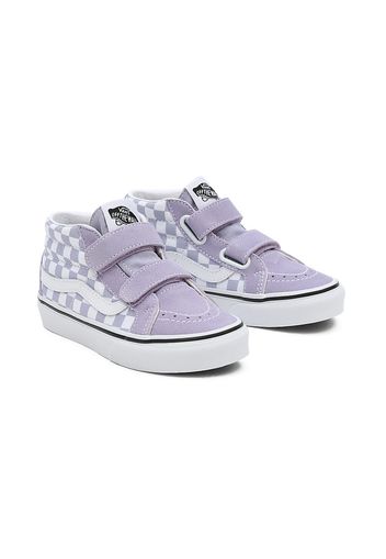 VANS Kinder Checkerboard Sk8-mid Reissue Velcro Schuhe (4-8 Jahre) ((checkerboard) Languid Lavender/true White) Kinder , Größe 31.5