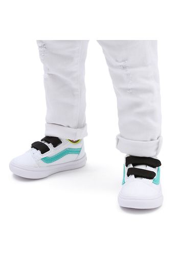 VANS Kleinkinder Fluro Comfycush Old Skool Velcro Schuhe (1-4 Jahre) ((fluro) Atlantis/true White) Toddler Weiß, Größe 17