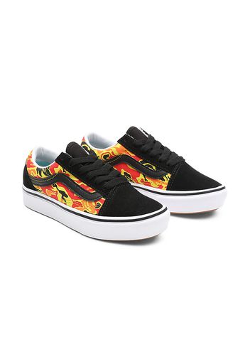 VANS Kinder Flame Camo Comfycush Old Skool Schuhe (4-8 Jahre) ((flame Camo) Black/true White) Kinder Schwarz, Größe 31.5