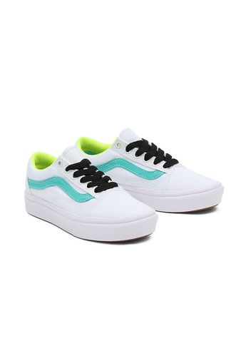 VANS Kinder Fluro Comfycush Old Skool Schuhe (4-8 Jahre) ((fluro) Atlantis/true White) Kinder Weiß, Größe 32