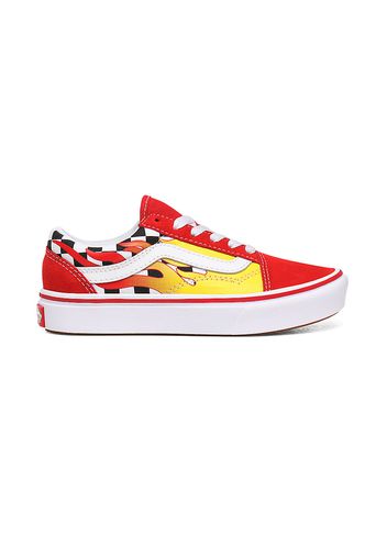 VANS Kinder Flame Comfycush Old Skool Schuhe (4-8 Jahre) ((flame) Checkerboard/red) Kinder Rot, Größe 31.5