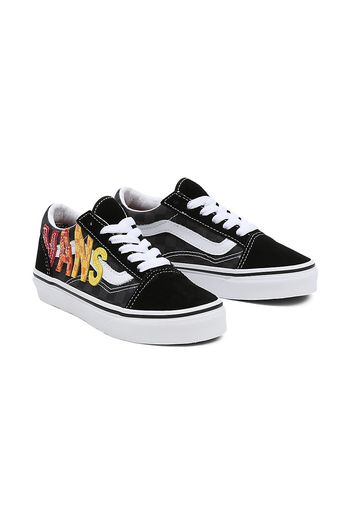 VANS Kinder Flame Logo Repeat Old Skool Schuhe (4-8 Jahre) ((flame Logo Repeat) Black/multi) Kinder Schwarz, Größe 31.5