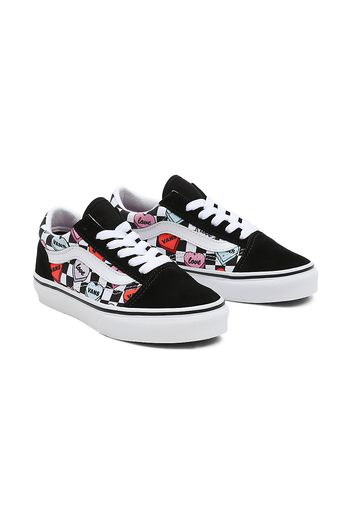 VANS Kids Candy Hearts Old Skool Shoes (4-8 Years) ((candy Hearts) Black/true White) Kinder Weiß, Größe 31.5