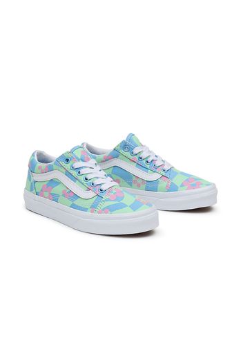 VANS Kinder Old Skool Schuhe (4-8 Jahre) (checkerboard Floral Blue/green) Kinder Grün, Größe 31.5