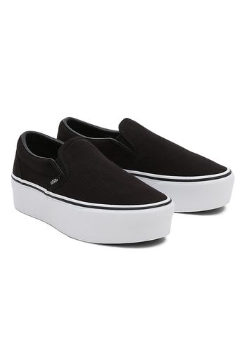 VANS Rippstrick Slip-on Stackform Schuhe ((rib Knit) Black/true White) Damen Schwarz, Größe 35