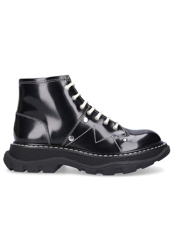 Stiefeletten WHQSG Kalbsleder Logo schwarz weiß