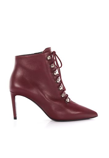 Schnürstiefeletten Nappaleder Metallverzierung bordeaux rot