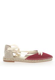 Espadrilles MANOLO FLAT  Textil beige rot