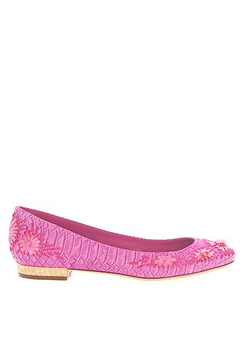 Ballerinas Klassisch Glattleder Kalbsleder  Schmuckstein lila pink