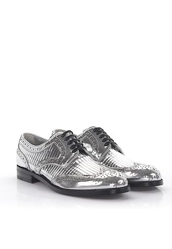 Halbschuhe Leder silber metallic Lyra-Lochung