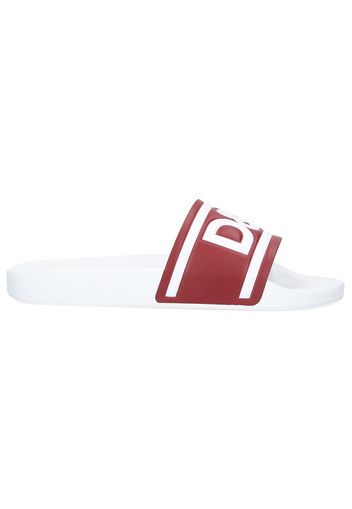 Sandalen Gummi Kalbsleder  Logo bordeaux weiß