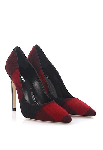 Dsquared2 Pumps Basic Stoff Tartan schwarz rot