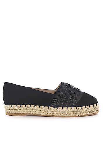 Espadrilles Blumenmuster schwarz