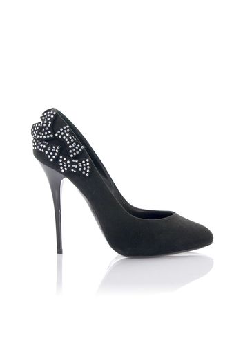 Pumps ZADINA 105 Kalbsvelours Schleife Strass schwarz