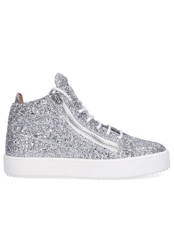 Sneaker high KRISS Glitter Logo silber