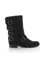 Stiefel Veloursleder Zierschnalle schwarz