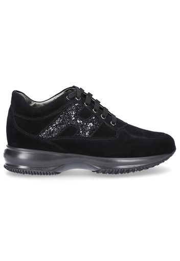 Sneaker low 9KE Veloursleder Logo Pailletten schwarz