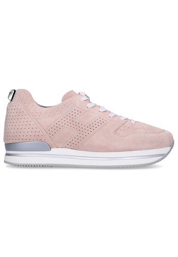 Sneaker low H222 Veloursleder Lochmuster Logo altrosa