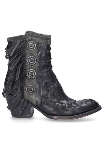 Bikerstiefel MAMACITA 7  Kalbsleder  Veloursleder Fransen schwarz