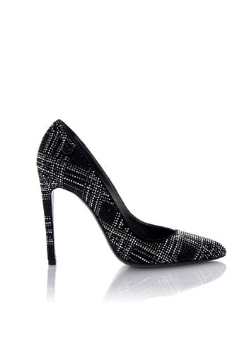 Pumps Scottish Diamond Leder schwarz Stoff Strass