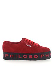 Sneaker Veloursleder Logo Print rot