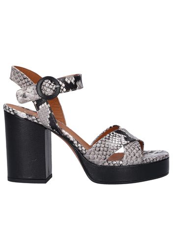 Sandalen BILBAO PITONE Kalbsleder Print schwarz beige