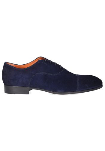 Businessschuhe Oxford 11011 Veloursleder Logo blau