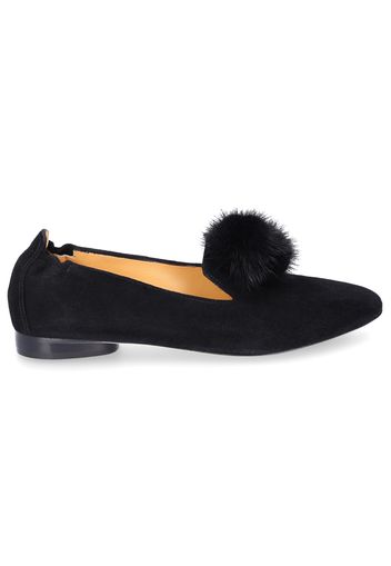 Ballerinas 8858 Veloursleder Bommel schwarz