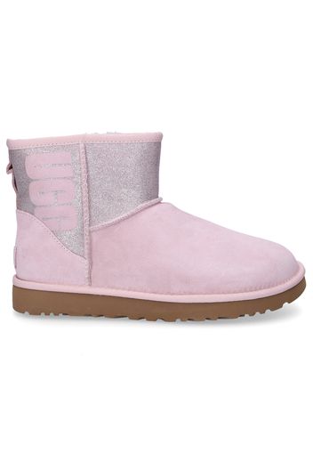 Stiefeletten SPARKLE  Lammleder Logo Glitzer rosa