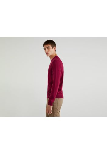 Benetton, Sweater Aus 100% Schurwolle Mit Rundhals, taglia EL, Bordeaux, Herren