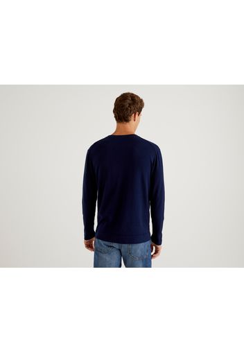 Benetton, Pullover Aus Warmer Baumwolle, taglia XXL, Pfirsichrosa, Herren