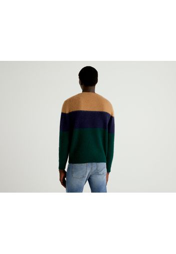 Benetton, Pullover Aus Reiner Shetlandwolle Mit Farbblöcken, taglia XXL, Bunt, male