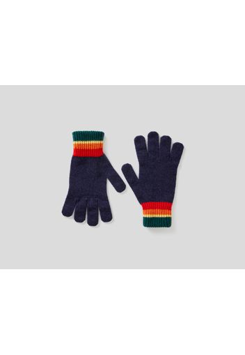 Benetton, Handschuhe Aus Reiner Shetlandwolle, taglia L, Dunkelblau, Herren