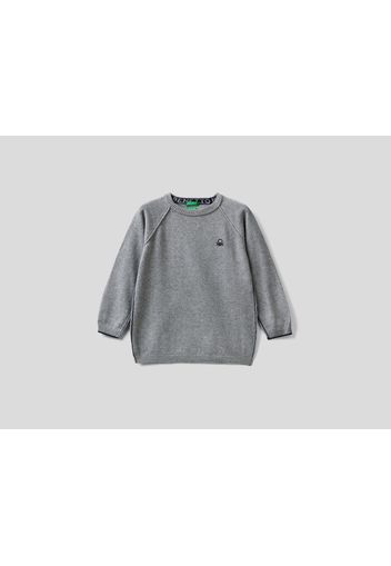 Benetton, Sweatshirt Mit Rundausschnitt Und Raglanärmeln, taglia , Grau, Kinder