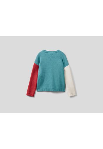 Benetton, Pullover In Einer Wollmischung Mit Intarsienarbeit, taglia , Bunt, Kinder