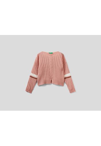 Benetton, Pullover In Einer Wollmischung Im Rippenmuster, taglia , Pastellrosa, Kinder