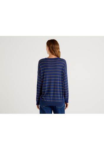 Benetton, Weicher Boxy-fit-pullover, taglia L-XL, Taubenblau, Damen