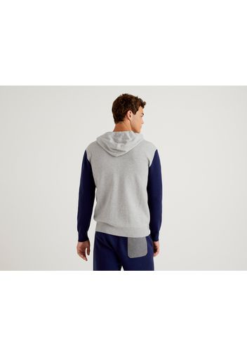 Benetton, Sweatshirt Aus Strick Mit Farbblöcken, taglia XXL, Grau, Herren