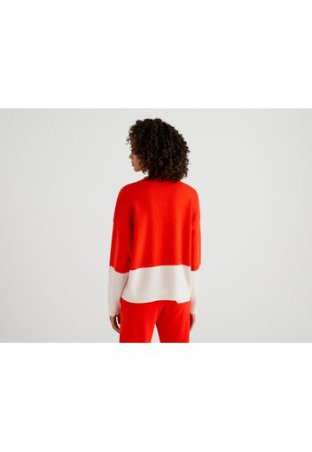 Benetton, Stehkragenpullover In Rot Benettonxpantone™, taglia L-XL, Rot, Damen