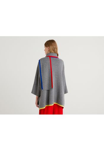 Benetton, Cape Mit Schal Jccxucb, taglia OS, Grau, Damen