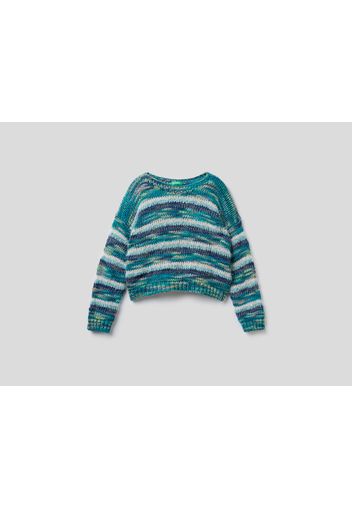 Benetton, Gestreifter Pullover Mit Lurex, taglia , Blau, Kinder