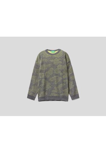 Benetton, Pullover Mit Camouflage-muster, taglia , Dunkelgrau, Kinder