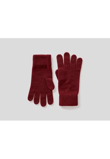 Benetton, Handschuhe Aus Reiner Schurwolle, taglia L, Bordeaux, Herren