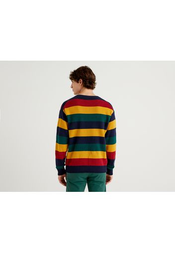 Benetton, Pullover Mit Bunten Streifen, taglia XXL, Bunt, Herren